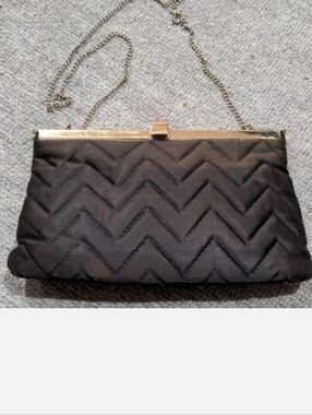 Vintage Chocolate Brown Quilted Clutch with Chain